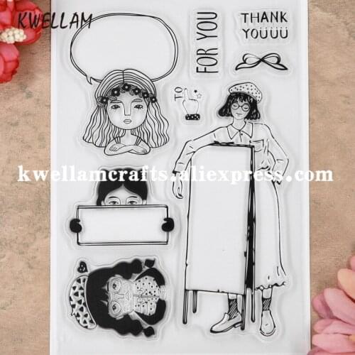 Girl THANK YOU FOR YOU Scrapbooking DIY photo cards rubber stamps clear stamps transparent stamp 11x16cm KW8101208
