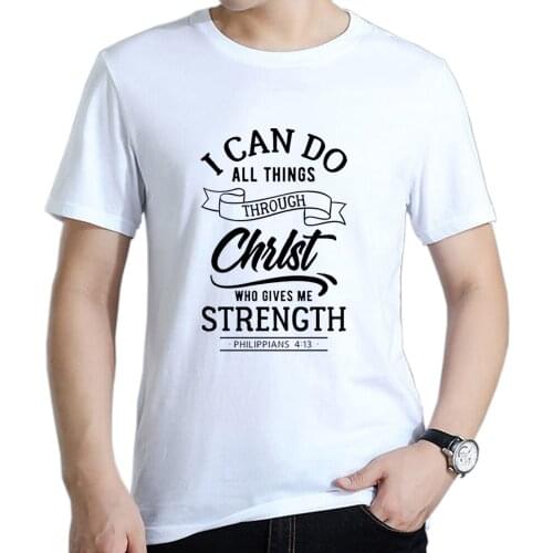 Philippians 4:13 Quote - I Can Do All Things Through Christ Who Strength Me - Men T Shirt Print Tops Tee For Christian Faith