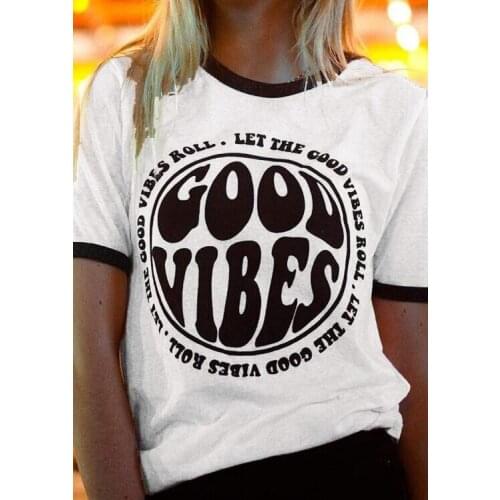 Let The Good Vibes Roll T-Shirt Black Ringer Women Tees Grunge Tumblr Cotton Cloth Unisex Tshirts Hot Casual Gift Tops Shirts