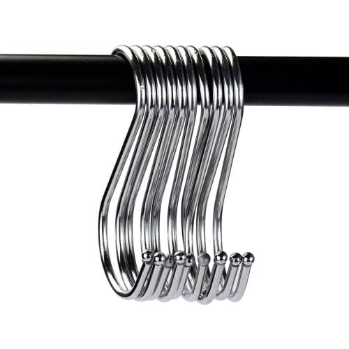 10pcs S Shaped Hooks Hanging Pan Pot Holder Rack Hook Hangers Stainless Steel Barbecue Iron Hook Hanging Sausage Roast Duck Tool