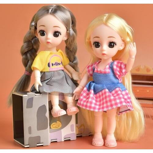 16cm BJD Mini Doll 13 Movable Joint New Girls Baby 3D Big Eyes Beautiful DIY Toy Doll With Clothes Dress Up 1/12 Fashion Doll