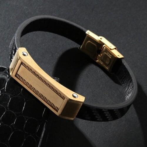 MOZO FASHION 2020 Men Bracelets Stainless Steel Clasp Leather Bracelets Men Jewelry Punk Vintage Bangles Jewelry Gifts P2138
