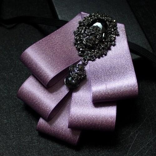 Mens Suit Shirt Bow Tie Rhinestone Ribbon Multi-layer British Wedding Banquet Accessories Gentleman Bowtie Handmade Jewelry
