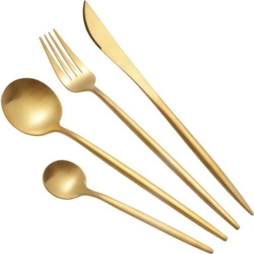 4 sets/lot Dinnerware Set 304 Stainless Steel Cutlery Set Steak Knife Fork Set Coffee Spoon Teaspoon Flatware Tableware