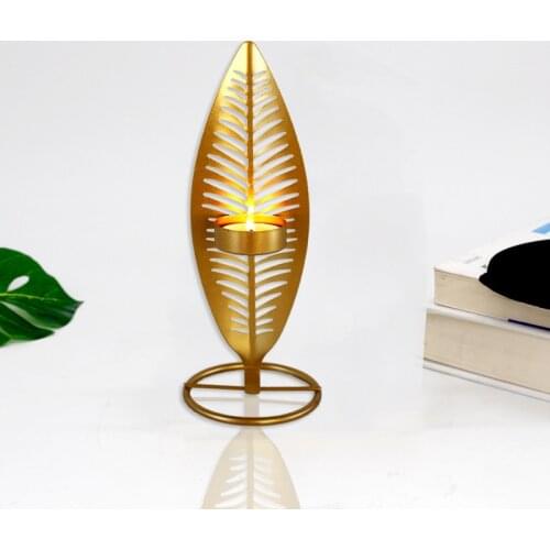 New Product Ins Golden Metal Leaf Candle Holder Nordic Restaurant Model Room Villa Home Decoration Ornaments Home Decoration