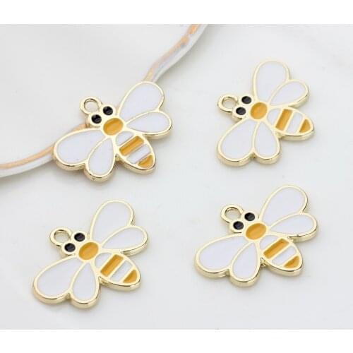 Zinc Alloy Enamel Charms Cute Bee Charms 10pcs/lot For DIY Fashion Jewelry Making Finding Accessories