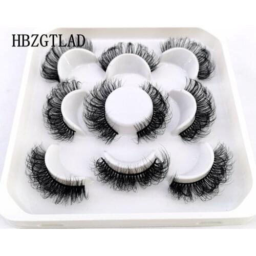 Fluffy 5 Pairs False Mink Eyelashes Natural Thick Fake Lashes Handmade Soft Eyelashes Makeup Eyelashes Extension Reusable lashs