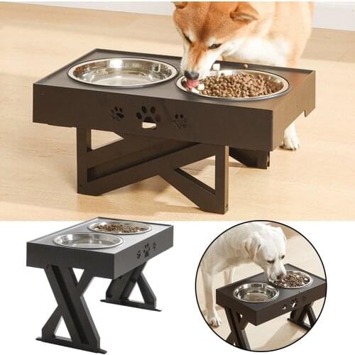 Adjustable Dog Bowl Stainless Steel Large Food Water Bowls Feeders with Stand Pet Feeding Double Cat Bowls Lift Tabel for Dog