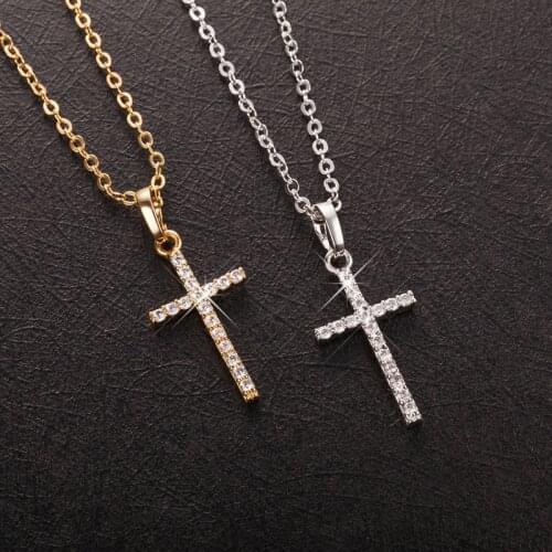 Rhinestone Cross Choker Necklace For Women Crystal Jesus Cross Pendant Necklaces Gothic Jewelry Hip Hop Gifts Collier Femme