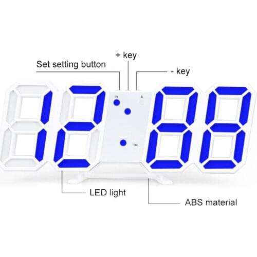 1Pcs 3D LED Digital Clock Snooze Bedroom Desk Alarm Electronic Clock Usb Hanging Wall Clock Calendar Thermometer For Home Decor