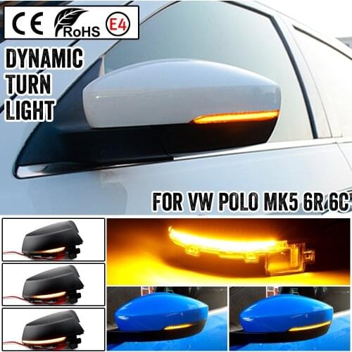 Scroll LED Dynamic Turn Signal Light Side Mirror Flashing Light Repeater Blinker For Volkswagen VW Polo MK5 6R 6C 2009 -2017