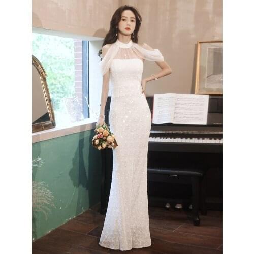 Partysix New Back Dress Elegant Off Shoulder Evening Dress Black Sequin Dress Beads Dress For Women Party