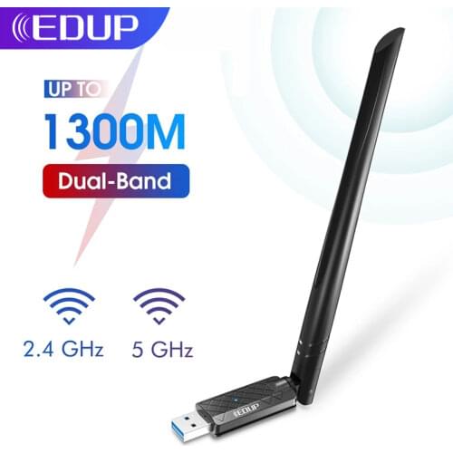 EDUP Wifi Adapter USB 3.0 AC 1300Mbps Dual Band 2.4G/5.8G Wireless Network Card 802.11AC Wi-Fi Dongle for Laptop Desktop PC Mac