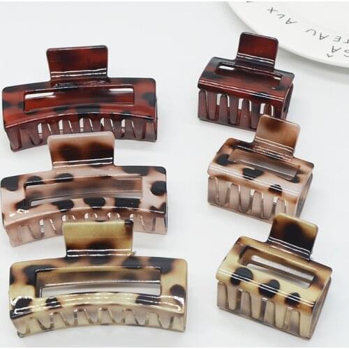 New Fashion Solid Color Leopard Print Large Rectangle Hairpin Hair Crab Hair Claws Women Girl Hair Accessories
