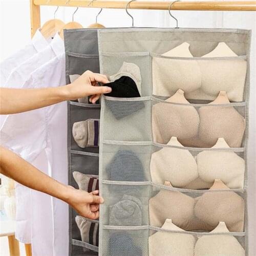Wall door hanging storage Bag double side Socks Bra Underwear Rack Hanger Storage Organizer Space-Saving Underwear Storage Bags