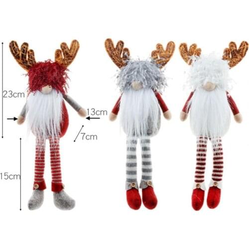 1pc Christmas 2021 Faceless Doll Decorations Antler Decorative Doll Faceless Dwarf Doll Plush Toy Ornament for Home Decor Gifts