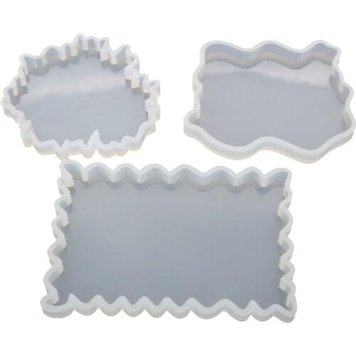 1PC DIY crystal epoxy Resin mold irregular coaster mold hand pendant to make mirror silicone mold