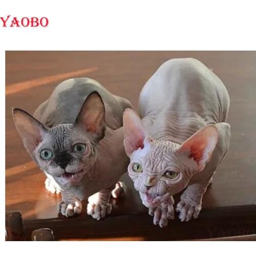 DIY 3D Diamond Embroidery Diamond painting Cross Stitch Sphynx cat pet Mosaic Painting Rhinestones Home Decoration Accessories
