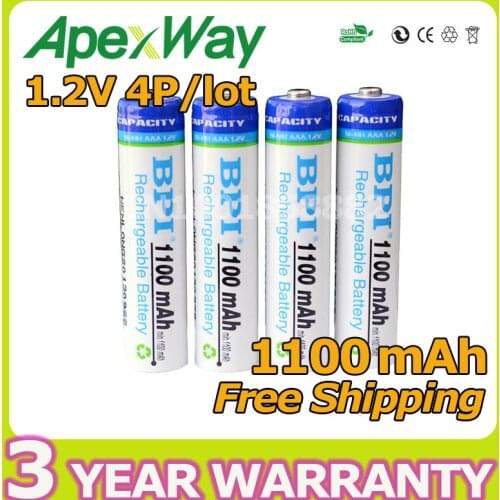 4pcs/lot AAA 1100mAh 1.2V NI-MH battery rechargeable battery High Capcity
