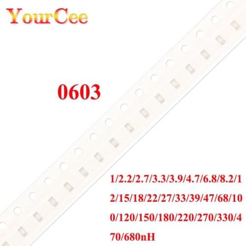 50Pcs/Lot 0603 SMD Inductor 1/2.2/2.7/3.3/3.9/4.7/6.8/8.2/12/15/18/22/27/33/39/47/68/100/120/150/180/220/270/330/470/680nH