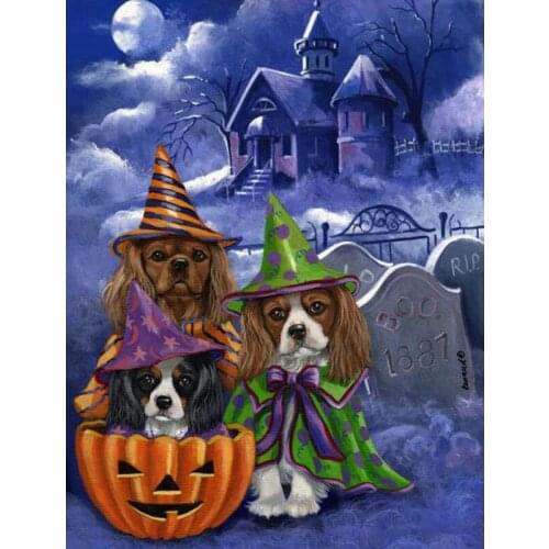 5D DIY Diamond Embroidery Dog Full Square Round Diamond Painting Halloween Animal Handmade Gift Wall Decorations