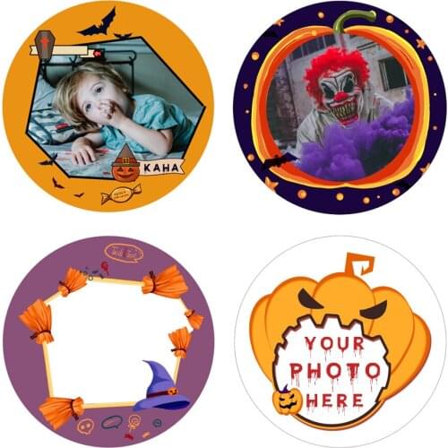 96pcs Halloween Custom Photo Stickers Pumpkin Ghost Sticker Label Homemade Bakery Gift Packaging Decor Treat or Trick Favor