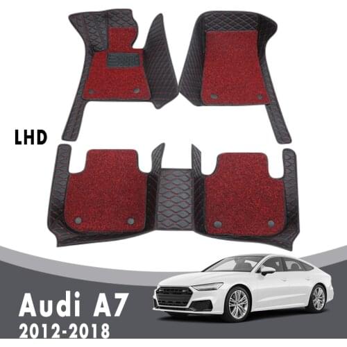 Car Floor Mats Luxury Double Layer Wire Loop For Audi A7 2018 2017 2016 2015 2014 2013 2012 Foot Pads Carpets Auto Accessories