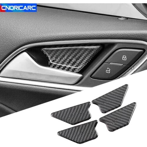 Car Styling Carbon Fiber Inner Doorknob Bowl Decoration Frame Cover Trim For Audi Q3 2013-2018 Door Handle Interior Accessories
