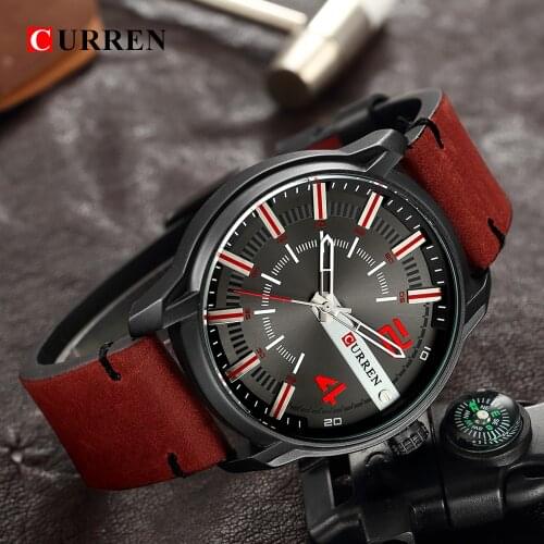 CURREN Mens Fashion Sport Watches Men Quartz Analog Date Clock Man Leather Waterproof Watch Relogio Masculino Gift For Man