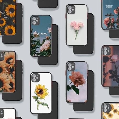Flower pattern rose daisy art Phone Case For iphone 12 11 8 7 plus mini x xs xr pro max matte transparent cover