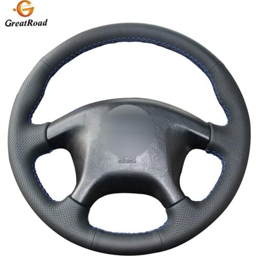 Black Genuine leather Car Steering Wheel Cover for Mitsubishi Pajero Old Mitsubishi Pajero Sport