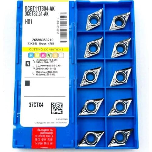 10PCS aluminum alloy blade DCGT11T304/302/308 AK H01 stainless steel external aluminum lathe tools CNC machine cutting tool