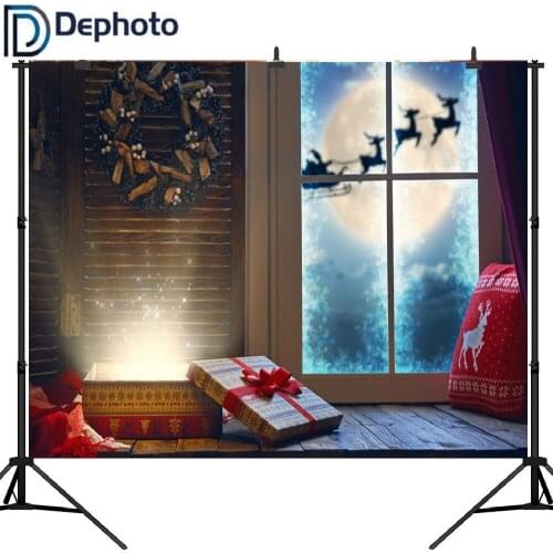 Dephoto Christmas Window Treasure box Baby Party Photography Background Customized Photographic Backdrops For Photo Studio