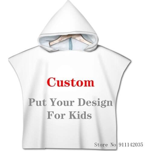 Custom Kids Hooded Bath Beach Towel Microfiber Beach Towel Robe Poncho Soft Swimming Shower Towels for Surf Outdooor Bathrobe