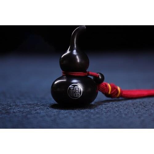 Ebony Wood 6cm Plant Sculpture gourd Traditional Chinese Home Decor Feng Shui Office Decoration Car Hanging Collection