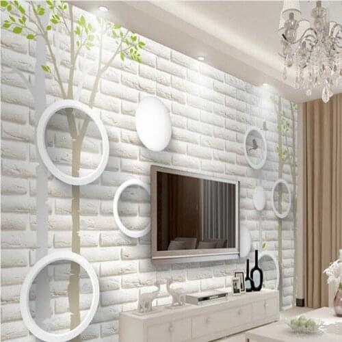 Beibehang fresco modern simple 3D brick wall circle wall nonwovens environmental wallpaper papel de parede para quarto