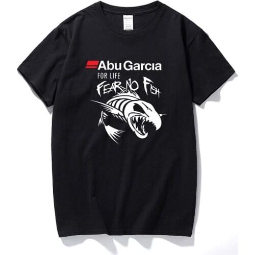 New Summer Men clothing Camisetas Abu Garcia Fear No Fish T-shirt High quality Cotton T shirt Men Euro Size