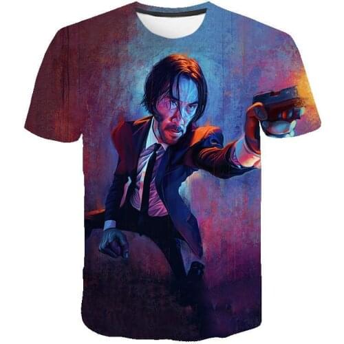 T -Shirt John Wick The Boogie Man Movie 3d Print John Wick :Chapter 3 -Parabellum Tshirt O -Neck Short Keanu Reeves Killer