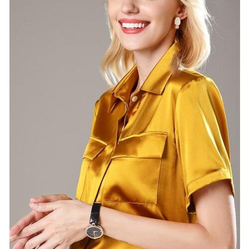 Mulberry Silk T-shirt Shirt Women Summer Spring Short Sleeve Cool OL Causal Ladies Elegant Soft Natural Silk Shirt Blouse Tops
