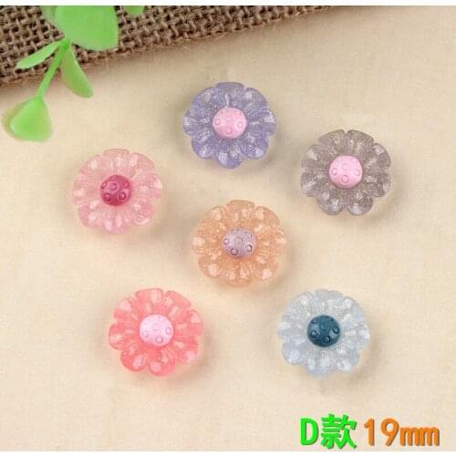 50pcs 19MM Transparent Colors Spring Flower Shape Flatback Resin Cabochons DIY Jewelry Ornament Accessories Cameo Craft
