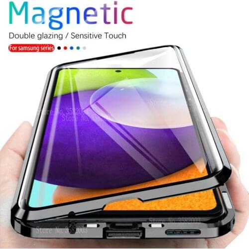 360° Magnetic Flip Case For Samsung Galaxy A52 A 52 52A samsun A52 samsunga52 4G 5G Double-Sided Glass Metal Bumper Phone Cover