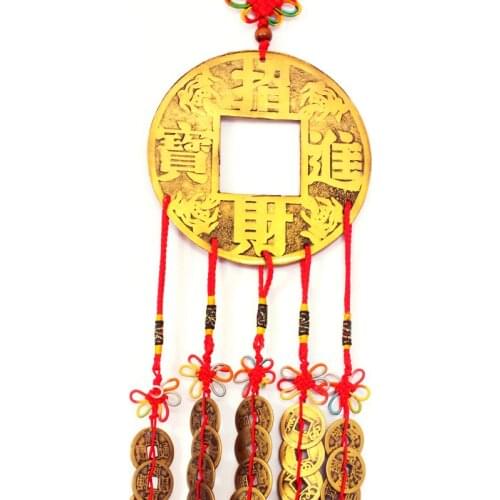 Lucky Fortune copper pendant feng shui copper ornaments five emperor money string craft gift