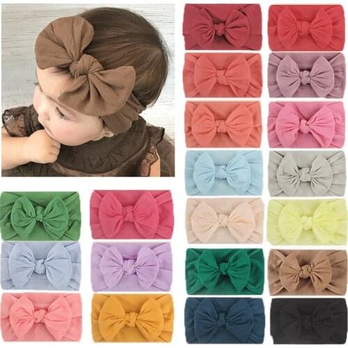 Cute Bows Baby Girls Headband Soft Elastic Baby Hair Bands Turban Solid Color Newborn Infant Headband Baby Hair Accessories