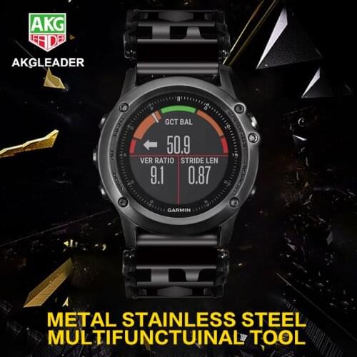 Stainless Steel Multifunction Tread Tool Outdoor Sports Bracelet for Garmin Fenxi 3 5 5X Plus 6 6X plus