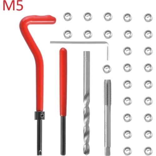 30PCS Car Engine Block Restoring Damaged Thread Repair Tool Kit M5 for Helicoil Car Repair Tools Coarse Crowbar
