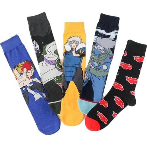 5 pairs/Naruto cartoon anime figure tube socks Kakashi Sasuke long tube socks adult men socks casual xxx boy toy socks