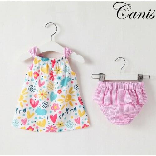Newborn Toddler Baby Girls Clothes Cotton Summer Tops Dress Shorts Outfits Sets