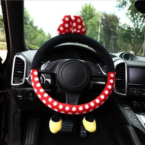 Hot NEW Cartoon Cute Steering Wheel Covers Short Plush Steering Wheel Cover Car Accessories For Girls Steering Wheel