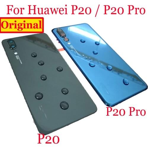 Original For Huawei P20 Pro CLT-AL00 CLT-L09 CLT-L29 CLT-TL00 P20pro Glass Rear Back Door Housing Battery Door Cover + Adhesive