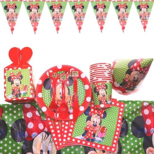 Minnie Mickey Red Party Disposable Tableware Party Paper Plate Birthday Party Decoration Children Minnie Party Supplies for Girl